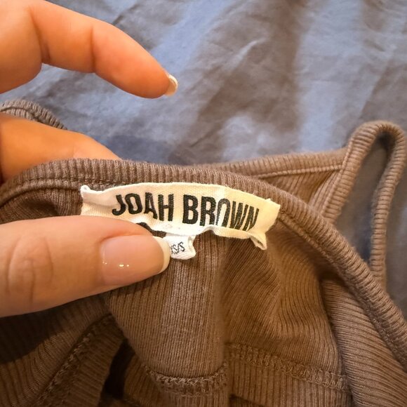 Joah Brown Cropped Low Back Tank Top XS/S Brown Ribbed Scoop Neck - Picture 4 of 4